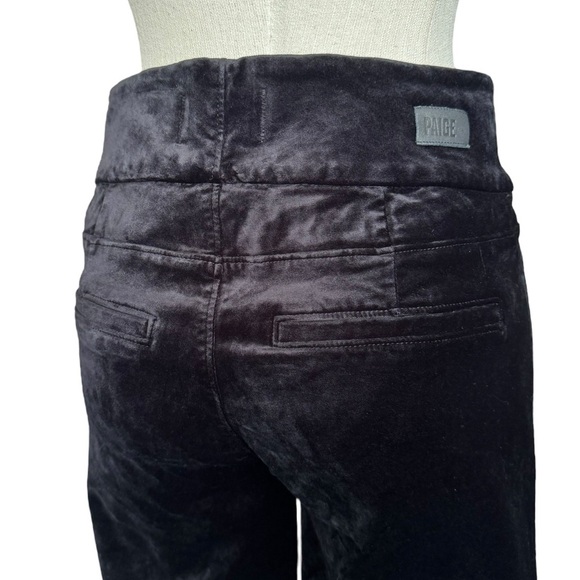 NWT Paige HR Lou Lou Velvet Wide Clean Front Flare Leg Pants Black Overdye 27 - Picture 8 of 13